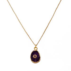 Collier pendentif unisexe en saphir bleu teinté brut, fait main, plaqué or brut, pierre de naissance de septembre, chaîne en laiton tendance, vente en gros - Product Image 5