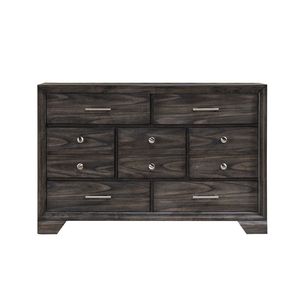 Cómoda Contemporánea de Madera Gris de 1 Pieza con Acabado en Madera Oscura y Cajones de Almacenamiento con Tiradores Metálicos - Product Image 2