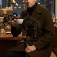 Manteau en Laine Tendance pour Homme - Vêtement d'Extérieur Élégant pour l'Hiver avec Bordure en Fourrure, Tissu Respirant, Finition Douce, Options Personnalisables, Fabrication en Usine