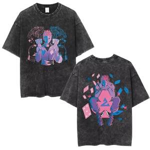 T-shirt Anime Hunter X Hunter Vintage Délavé Esthétique Y2K Unisexe Coupe Oversize Manches Courtes Été 100% Coton Brodé Formel - Product Image 4