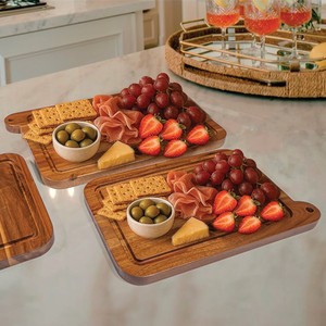 Juego de 3 Tablas de Cortar de Madera de Acacia Ecológicas y No Tóxicas con Logotipo Personalizado, Rectangulares, con Soporte para Uso en la Cocina y para Servir - Product Image 4