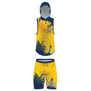 Ensemble maillot et short de football 7v7 Splatter Boys, tenue d'équipe pour jeunes à capuche sans manches, design sublimé, nom et numéro de joueur personnalisés - Product Image 1