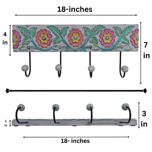 Smart Art Wood Carving <b>Key</b> Rack Organizer White Washed Handmade <b>Wall</b> Mounted <b>Key</b> Hanger Clothing Storage 4 <b>Hook</b> Engineered Wood - Product Image 6