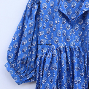 Beautiful floral Cotton Block Printed dress Dress For Casual wear Hand Block Printed Dress - Product Image 5