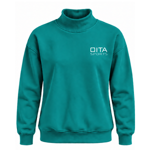 Teal Green Women High Neck Sweatshirt Long Sleeve Loose Fit <b>Pullover</b> Fleece Mock Neck Casual Winter Streetwear Fashion <b>Jumper</b> - Product Image 1