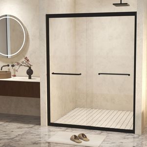 Porta Doccia Scorrevole Doppia 50x72 Pollici con Vetro Temperato Antiesplosione, Telaio in Alluminio, Spessore 1/4 Pollici, Acciaio Inossidabile, Prodotto Premium - Product Image 2