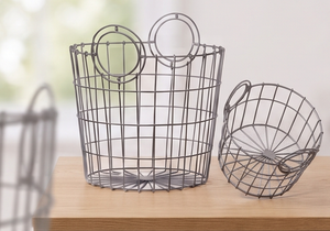 Finest Quality Metal <b>Wire</b> <b>Storage</b> <b>Baskets</b> With Handles Modern Design For Neatening Multi Purpose Use Stylish Home Accent - Product Image 4