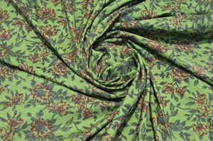 Tissu en coton imprimé à la main indien, motif floral vert, léger, textile naturel pour vêtements, ameublement et bien plus encore. - Product Image 3