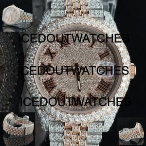 Montre de luxe pour homme Diamond Ice, boîtier en acier inoxydable, bracelet à fermoir, moissanite, bracelet en acier inoxydable, mouvement ETA, verre cristal - Product Image 1