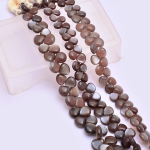 Perles de pierre de lune AAA+ 6mm-11mm, forme cœur lisse, couleur chocolat foncé, pierres précieuses naturelles pour bijoux - Product Image 2
