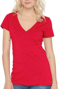 T-shirts en jean à col en V pour femmes, personnalisables avec logo, couleur foncée, en coton respirant, vente en gros, fabricant de t-shirts à col en V pour femmes - Product Image 1
