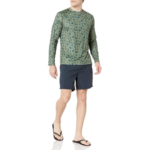 Camiseta de Natación para Hombre, Manga Larga, Diseño Floral Verde, Protección Solar UPF 50+, Secado Rápido, Estampada - Product Image 5