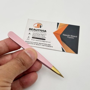 Light Pink Brow Tweezers Lightweight <b>Pointed</b> Tip Stainless Steel Eyebrow Tweezers Cosmetic <b>Tools</b> Custom Logo - Product Image 2