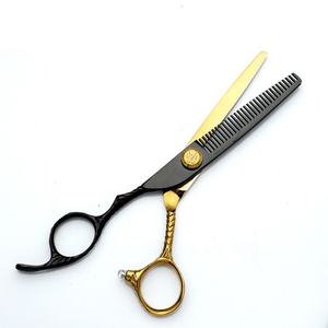 Tijeras de Entresacar para Barbería en Negro y Dorado, Acero Inoxidable Alemán, Ecológicas y Reutilizables, Certificadas CE e ISO - Product Image 3