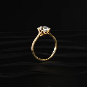 Classic Diamond Design Oval Cut <b>Split</b> Shank Single Engagement <b>Ring</b> Yellow Gold Labgrown Diamond <b>Ring</b> Luxury Diamond <b>Ring</b> VVS-VS - Product Image 2