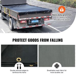 Telo in rete per camion ribaltabile in PVC nero resistente 7.5x18 piedi, con occhielli in ottone a doppia tasca da 5.5 pollici e 18 once, accessorio per il controllo del carico - Product Image 5