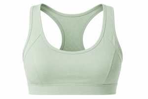 Women's Light <b>Blue</b> Racerback Sports <b>Bra</b> Scoop Neck Mesh Breathable High Support Yoga Eco-Friendly Quick Dry Seamless Solid Style - Product Image 2