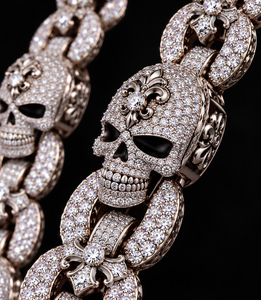 Collar de Moissanita con Diseño de Calavera, Cadena Gruesa con Colgante, Aspecto de Diamante Brillante, Joyería Streetwear - Product Image 5