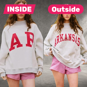 Nouveau sweat-shirt rouge personnalisé pour femme, col montant, avec imprimé lettres bleues sur le devant et sur les manches, coupe classique, à capuche – Vente chaude - Product Image 4