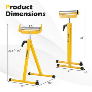 Set di 2 Supporti Pieghevoli in Metallo Resistente con Guide per Bordi, Portatili, Gialli, per Lavorazione del Legno e Banchi da Lavoro - Product Image 3
