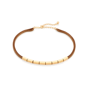 Collar minimalista de cuero PU chapado en oro macizo con diseño geométrico para uso diario, joyería para mujer. - Product Image 1