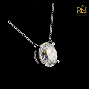 Collier pendentif diamant rond style vintage, chaîne solitaire en or massif 9K 14K 18K, bijoux fins - Product Image 4