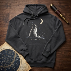 Sweat à capuche personnalisé pour homme, motif chat noir et lune, style streetwear décontracté, imprimé animal, vente en gros OEM ODM - Product Image 5