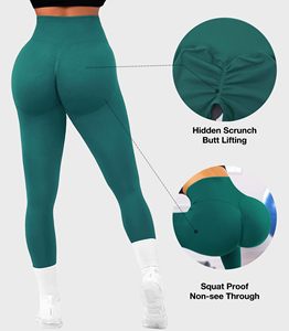 Women Workout Scrunch Butt Leggings Butt Lifting <b>Tummy</b> <b>Control</b> High Waisted Solid Sports Gym Running Compression Tight Yoga Pant - Product Image 3