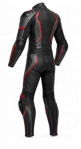 Custom OEM One-Piece Leather Motorcycle <b>Suit</b> | Black <b>Red</b> Gray | OEM ODM Manufacturer | Premium Design Quality | Racing Wear - Product Image 3