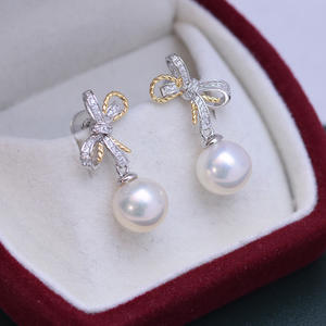 Pendientes Colgantes Minimalistas de Plata S925 con Circonitas Redondas de 8-9 mm de Zhuji Danshui, con Luz Intensa y Pequeñas Imperfecciones, Venta al por Mayor - Product Image 2