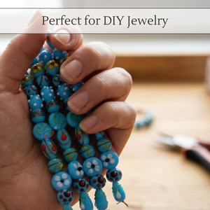 EXCEL EXPORTS Lampwork Glass <b>Beads</b> Turquoise Multi Shape Mixed Sizes Handmade | Craft <b>Beads</b> Jewelry Making DIY Strand 8x1x1 - Product Image 3