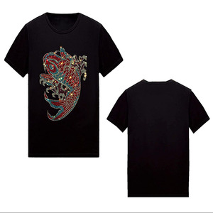Camiseta 100% Algodón con Pedrería para Hombre, Camiseta con Transferencia de Diseño de Lujo Único y Casual de Alta Calidad - Product Image 3