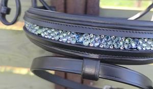 ZUMA ENTERPRISES Bridon Western en cuir bleu cristal avec rênes de concours anglais à rangée unique et têtière rembourrée, équipement d'équitation - Product Image 5