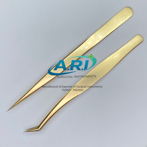 Juego de Pinzas para Extensión de Pestañas Chapadas en Oro de Primera Calidad – Puntas Rectas y Curvas de Alta Precisión para Uso Profesional - Product Image 2