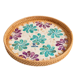 Fabricante Profesional de Bandejas de Ratán con Madreperla, Decoración Refinada para la Hora del Té, Bandeja de Ratán para Servir Té, Vietnam - Product Image 1