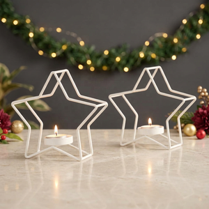 Wholesale <b>Christmas</b> Star Shape Metal Wire <b>Tea</b> <b>Light</b> Holder for Home Tabletop Decoration - Product Image 1