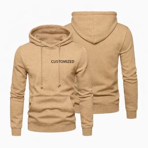 Custom <b>men</b> khaki knitted hoodie breathable Logo Hoodie <b>Pullover</b> hoodie Unisex Fleece Apparel streetwear OEM custom print - Product Image 1