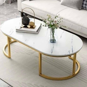 Modern Luxury Round <b>White</b> Marble Top Coffee <b>Table</b> with Arched Gold Metal Base Sculptural Center <b>Table</b> for High-<b>End</b> Living Room - Product Image 6