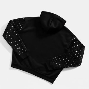 Ensemble de survêtement polaire oversize zippé pour homme avec strass, broderie effet vieilli, comprenant un sweat à capuche et un short de jogging - Product Image 2