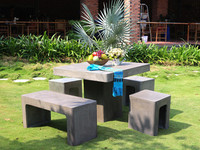 Table d'appoint moderne en béton fibré GFRC, design architectural, pour espaces intérieurs et extérieurs