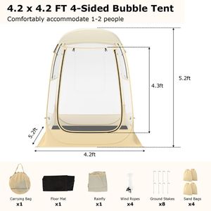 Tenda da Campeggio Automatica Impermeabile per 1-6 Persone con Design Pop-Up, Borsa per il Trasporto e Tappetino - Product Image 5