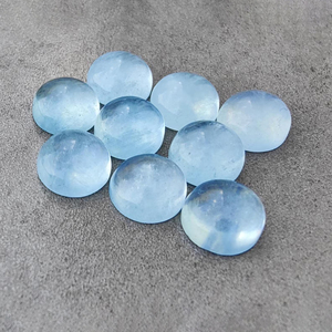 Cabujón de Aguamarina Natural, con Reverso Plano, Calibrado, Redondo, Gema Suelta, para Joyería, Disponible en Todos los Tamaños - Product Image 6