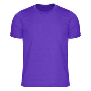 T-shirt en tricot uni violet à col rond et manches courtes pour homme, coupe classique, vêtement décontracté - Product Image 1