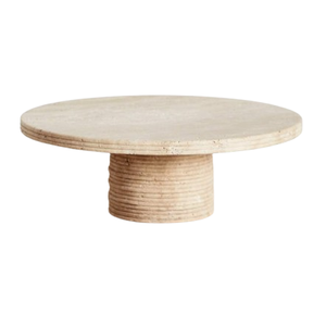 Support à gâteau en marbre blanc avec pieds cylindriques en bois, plateau rond pour pâtisserie, présentoir à dessert élégant, plateau de service en pierre - Product Image 6