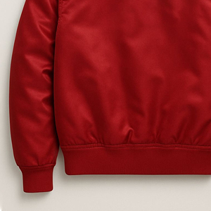 Chaqueta Bomber Personalizada Ecológica, Transpirable y Resistente al Viento, 100% Satén de Seda - Chaqueta Varsity Clásica Roja con Bordado Vintage - Product Image 3