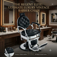 Fauteuil de Barbier Vintage de Luxe Ultime, Chaise de Salon Hydraulique Robuste pour Salon de Coiffure Professionnel