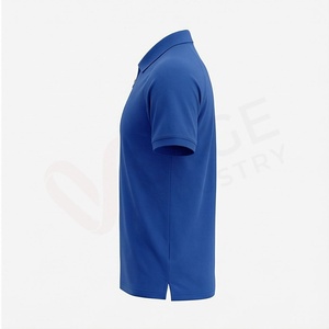 เสื้อโปโลแขนสั้นสีน้ำเงินรอยัลสำหรับผู้ชาย พร้อมซิป ดีไซน์เรียบง่ายแบบถัก สวมใส่สบาย ทรงปกติ - Product Image 3