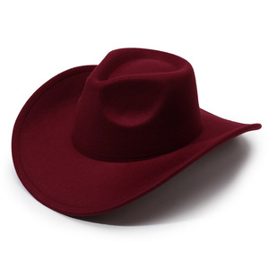Chapeau de cowboy occidental pas cher en gros, chapeau borsalino vintage à bord incurvé et dessus rond - Product Image 2