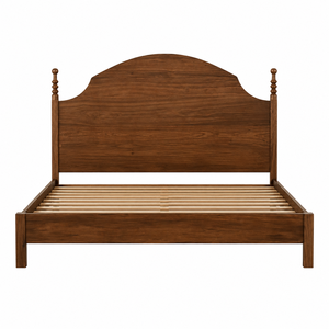 Base de Cama Tradicional Colonial de Madera de Teca con Cabecero Arqueado - Product Image 2