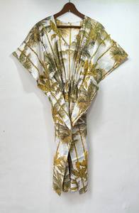 Robe kaftan indienne florale en coton fait main pour femme, tenue de plage, vêtement de nuit, maxi - Product Image 3